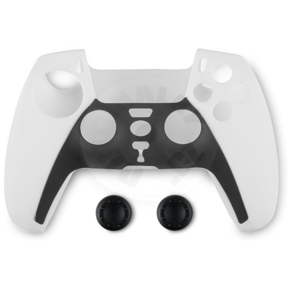 Spartan Gear - Controller Silicon Skin Cover and Thumb Grips (compatible with playstation 5) (colour: Black/White)
