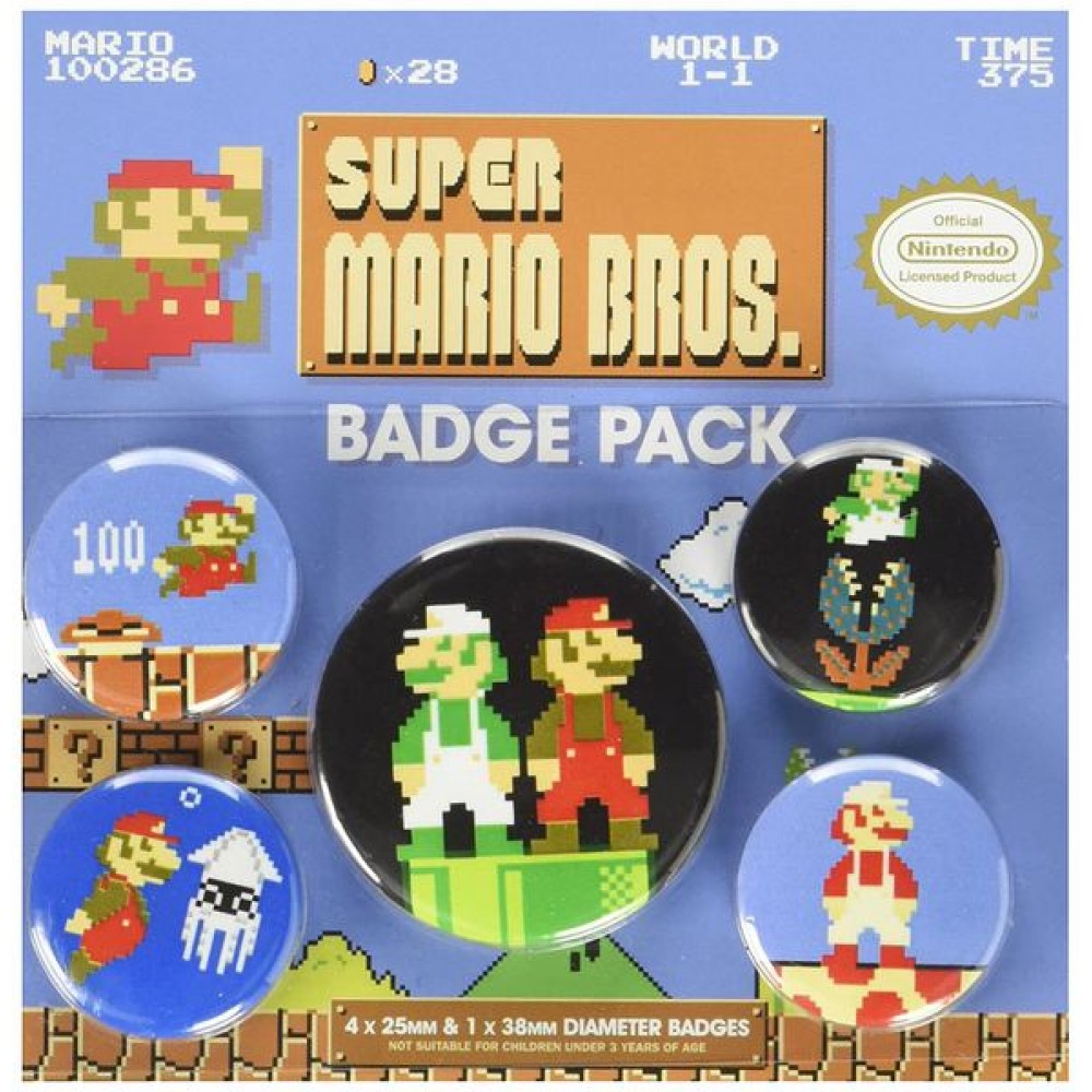 Nintendo - Super Mario Bros. (Retro) Badge Pack